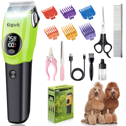 Kapvis Dog Clippers for Grooming Thick Hair with LED Light,Cat Shaver,and Sheep Shears for Thick/Matted/Knotted/Fine/Curly Hair,Works With or Without Power Cord