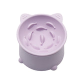 Silicone Slow Feeder Cat Bowl, Elevated Cat Slow Feeder with Suction Cups, Multi-Angle Tilt Design, No Black Chin, Suitable for Dry Wet Food
