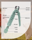 2-in-1 Dog Nail trimmers & Dog Nail Grinder with LED Lights,Cat Nail Clipper with guard,cat nail trimmer for Large Medium Small Dogs Cats Claw Trimmer Quick Sensor and Safety Guard