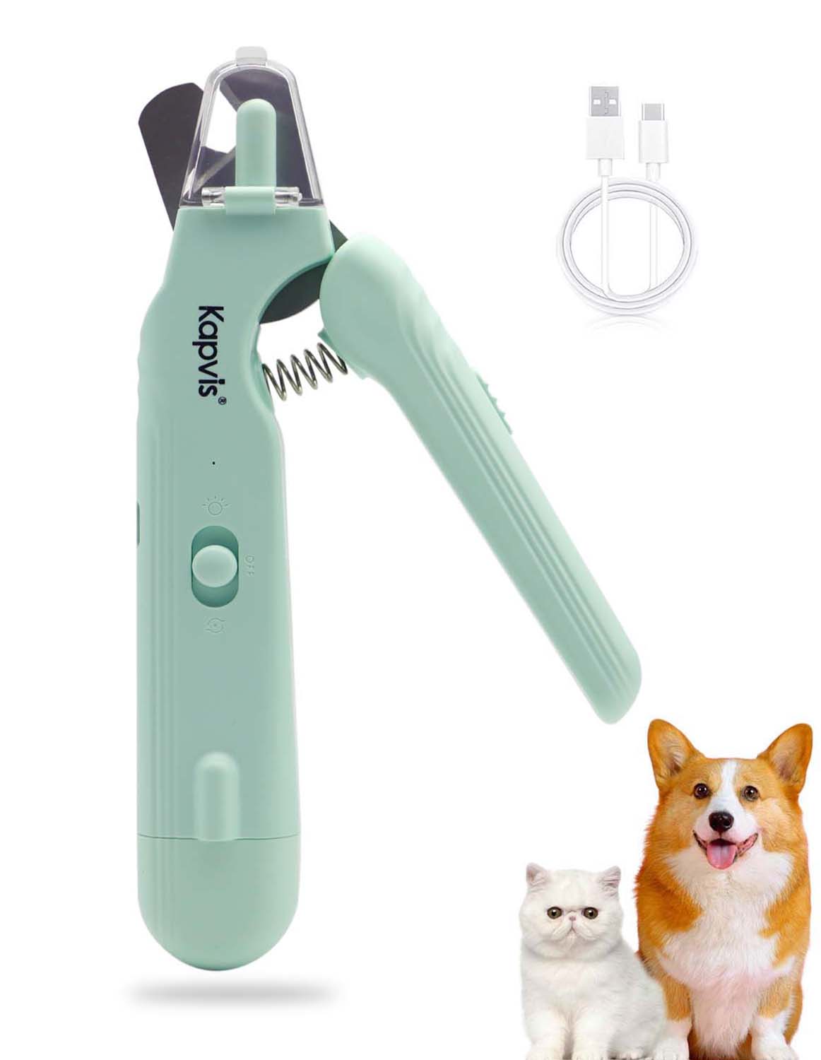 2-in-1 Dog Nail trimmers & Dog Nail Grinder with LED Lights,Cat Nail Clipper with guard,cat nail trimmer for Large Medium Small Dogs Cats Claw Trimmer Quick Sensor and Safety Guard